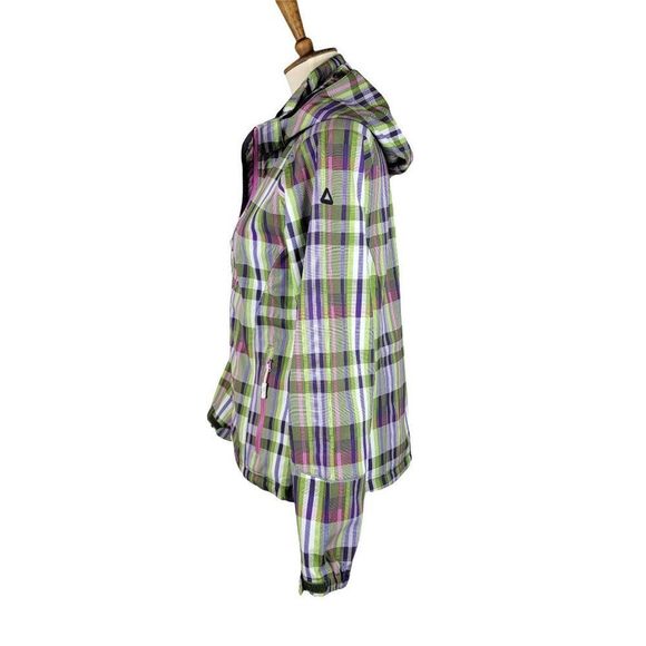 Icepeak Multi Color Plaid Zip Fleece Windproof Skiing Hoodie Jacket Size M - Picture 2 of 9